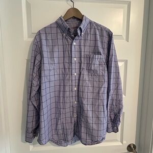 Izod Men’s Shirt Purple Blue Windowpane Size M